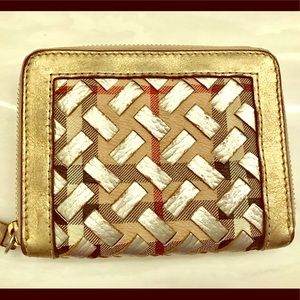 Gold and plaid Burberry wallet